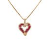 Channel Set Baguette Cut Ruby and Diamond Heart Shape Pendant in Yellow Gold - Image 2