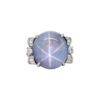23.68 Carat Oval Cabochon Star Blue Sapphire with Diamond Ring in Platinum - Image 2