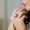 23.68 Carat Oval Cabochon Star Blue Sapphire with Diamond Ring in Platinum - Image 6