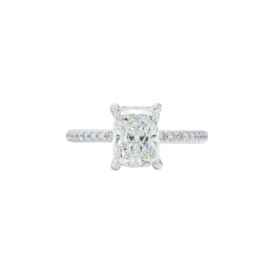 Pavé Collection – 2.01 Carat Radiant cut Diamond Engagement Ring in White Gold (H/VS2)