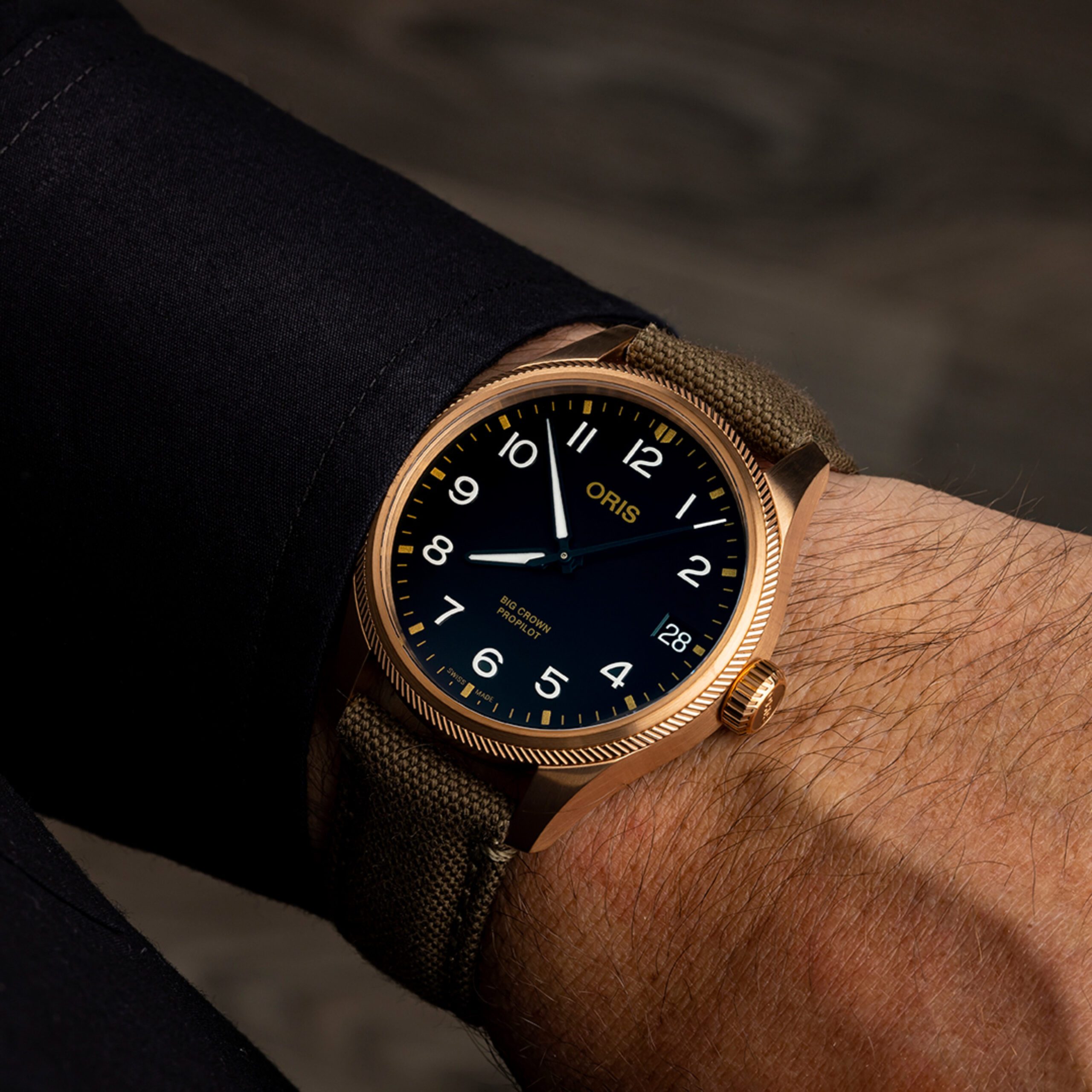 Oris Big Crown ProPilot Big Date Black Dial in Bronze on Strap