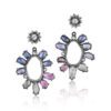 Rainbow 9.36 Carat Rose Cut Sapphires and Diamond Drop Earrings - Image 3