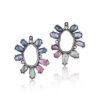 Rainbow 9.36 Carat Rose Cut Sapphires and Diamond Drop Earrings - Image 2