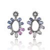 Rainbow 9.36 Carat Rose Cut Sapphires and Diamond Drop Earrings - Image 4