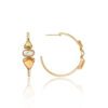 Rainbow 3.28 Carat Rose cut Multi Color Sapphire Hoops in Yellow Gold - Image 2