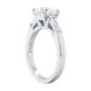 Three-Stone Collection - Round Brilliant cut Diamond with Baguette Side Stones in Platinum - Image 3