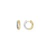 Two Tone Hinged with Rounded Edges Huggie Earring in White and Yellow Gold - Image 2