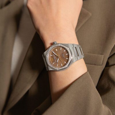 Laureato 38mm Copper Dial Automatic with 0.90 Carat Diamond Bezel in Stainless Steel