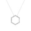 0.30 Carat Round Brilliant and Baguette cut Diamond Hexagon Pendant Necklace in White Gold - Image 2