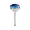 13.30 Carat Blue Cabochon Oval Sapphire and 1.07 Carat Half Moon Diamond Ring in Platinum - Image 3