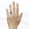 13.30 Carat Blue Cabochon Oval Sapphire and 1.07 Carat Half Moon Diamond Ring in Platinum - Image 5