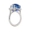 13.30 Carat Blue Cabochon Oval Sapphire and 1.07 Carat Half Moon Diamond Ring in Platinum - Image 4