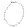 11x9mm Baroque Pearl with Diamond and Sapphire Bow Clasp Necklace in White Gold - Image 2