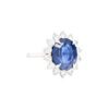 8.71 Oval Blue Sapphire with 1.44 carat Diamond Halo Ring in Platinum - Image 3