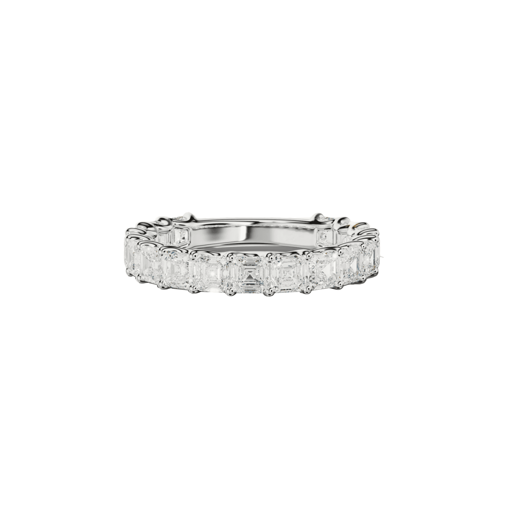 2.58 carat Asscher cut Half Eternity Diamond Wedding Ring in Platinum - Image 2