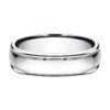 Comfort Fit with Polished Round Edge Men's Wedding Band in White Gold (6mm) - Image 2
