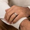 Comfort Fit with Polished Round Edge Men's Wedding Band in White Gold (6mm) - Image 6