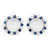 28.58 carat Cabochon Cat's Eye Moonstone with Alternating Blue Sapphires and Diamonds Earrings in Platinum - Image 2
