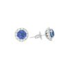 3.00 carat Round cut Royal Blue Sapphire 0.68 carat Diamond Halo Stud Earrings in Platinum - Image 2