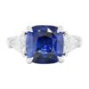 5.63 carat Cushion Cut Sapphire with Trillion side stones in Platinum Ring - Image 2