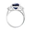 5.63 carat Cushion Cut Sapphire with Trillion side stones in Platinum Ring - Image 3