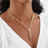 Maori 0.09 carat Brilliant cut PavÃ© Diamond Lariat Necklace in White and Yellow Gold - Image 3