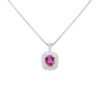 0.89 carat Cushion cut Oval Pink Sapphire and 0.25 carat Diamond Halo Pendant in White Gold - Image 2