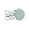 Cabochon Aquamarine with 0.50 carat Full cut PavÃ© set Ring in White Gold - Image 3