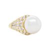 10mm Pearl with Full cut and Baguette cut Diamond Ring in Yellow Gold - Image 4