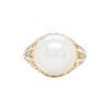 10mm Pearl with Full cut and Baguette cut Diamond Ring in Yellow Gold - Image 2