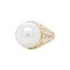 10mm Pearl with Full cut and Baguette cut Diamond Ring in Yellow Gold - Image 3