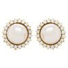 13mm MabÃ© Pearl and Full cut Diamond Halo Cluster Clip Earrings in Yellow Gold - Image 2