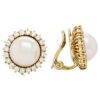 13mm MabÃ© Pearl and Full cut Diamond Halo Cluster Clip Earrings in Yellow Gold - Image 3
