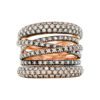 Six Row Round Brilliant cut Cognac Diamond Scribble Ring in Rose Gold - Image 2