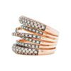 Six Row Round Brilliant cut Cognac Diamond Scribble Ring in Rose Gold - Image 3