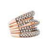 Six Row Round Brilliant cut Cognac Diamond Scribble Ring in Rose Gold - Image 4