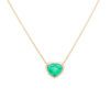Heart Shape Emerald Bezel set Pendant Necklace in Yellow Gold - Image 2