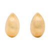 Brushed Button Clip Earrings in Yellow Gold - Image 2