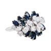 Vintage 3.00 carat Blue Sapphire and 2.22 carat Diamond Cluster Ring in Platinum - Image 3