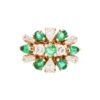 0.40 carat Emerald and 0.55 carat Diamond Cluster Ring in Yellow Gold - Image 2