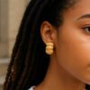 Brushed Croissant Semi Hoop Earrings in Yellow Gold - Image 5