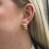 Brushed Croissant Semi Hoop Earrings in Yellow Gold - Image 4