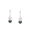 Morning Dew Akoya and Black South Sea Cultured Pearl Earrings with Diamonds in White Gold - Image 2