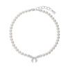 Akoya Pearl and 0.70 carat Diamond Bow Charm Necklace in White Gold - Image 2