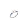Ocean Collection Akoya A+ Pearl with Radiant cut Blue Sapphires Ring in White Gold - Image 2