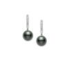 Black South Sea Pearl Lever Back Earrings in White Gold - 10mm - Image 2