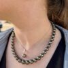 Black South Sea A+ Pearl Strand Necklace in White Gold - 11.5x9mm - Image 3