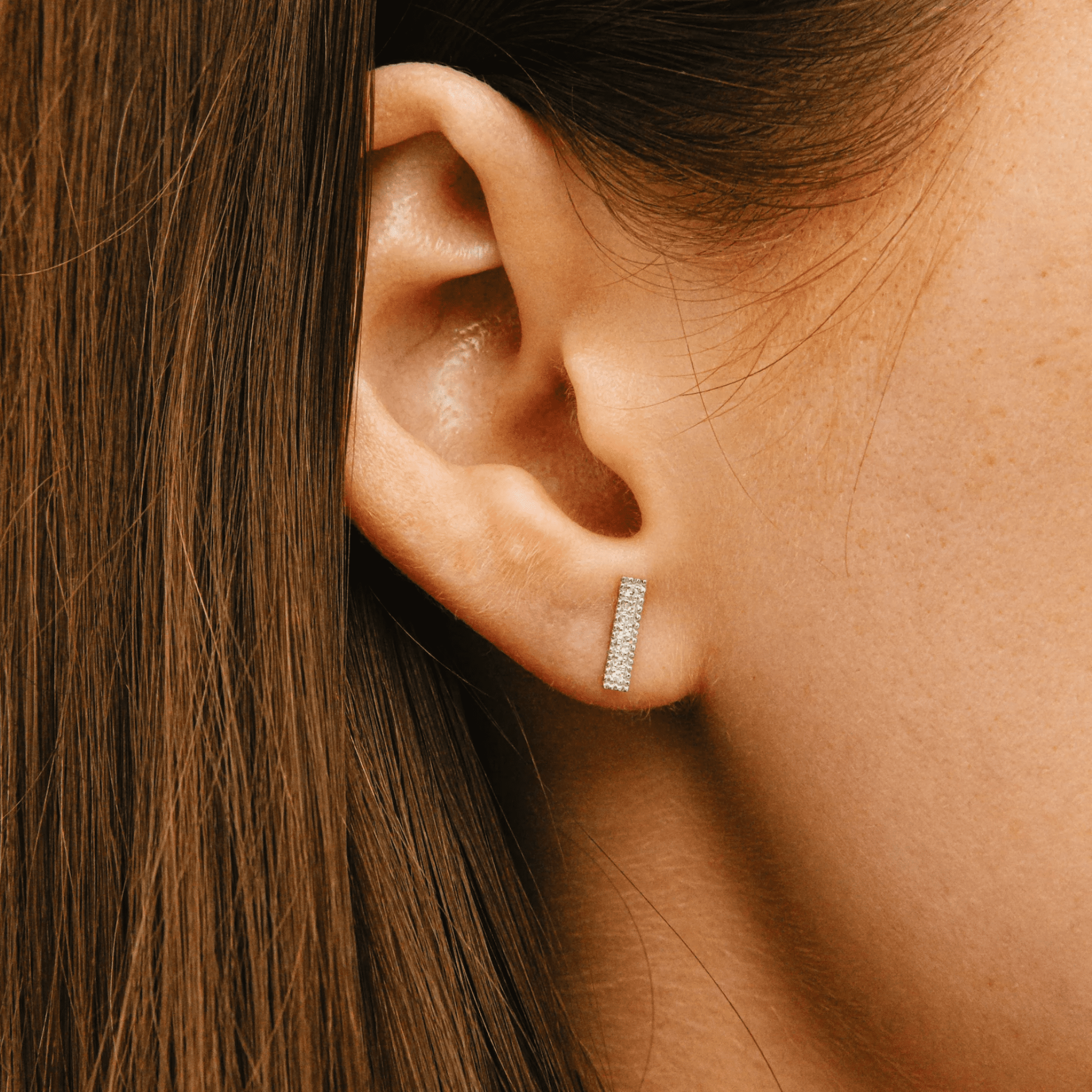 Sylvie Rose 0.07 carat Diamond Bar Studs in White Gold - Image 3