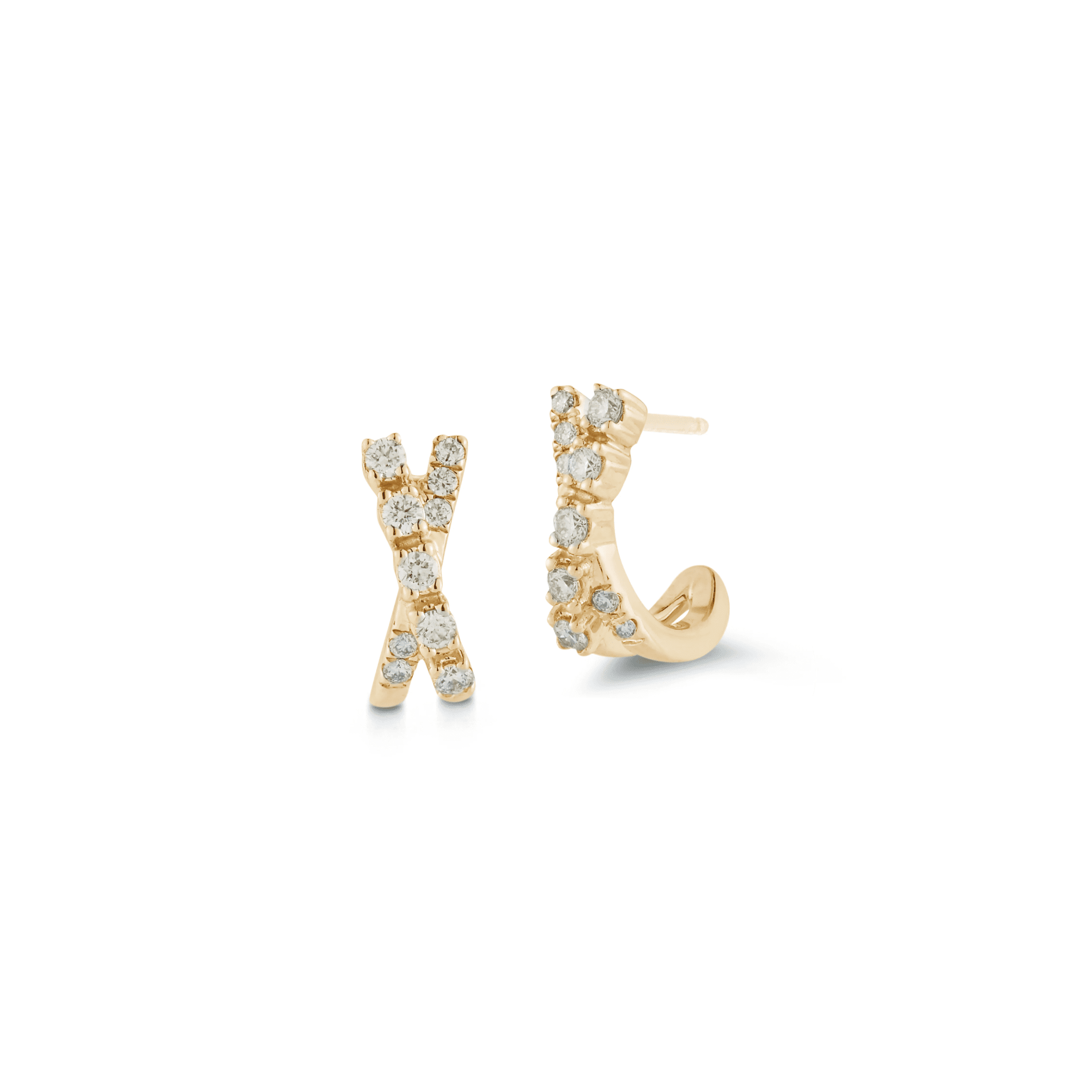 Ava Bea 0.16 carat Diamond Crossover Huggie Earrings in Yellow Gold - Image 2