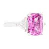 4.66 carat Pink Sapphire Cushion-Shape set with Trillion Side Stones in Platinum - No Heat - Image 4